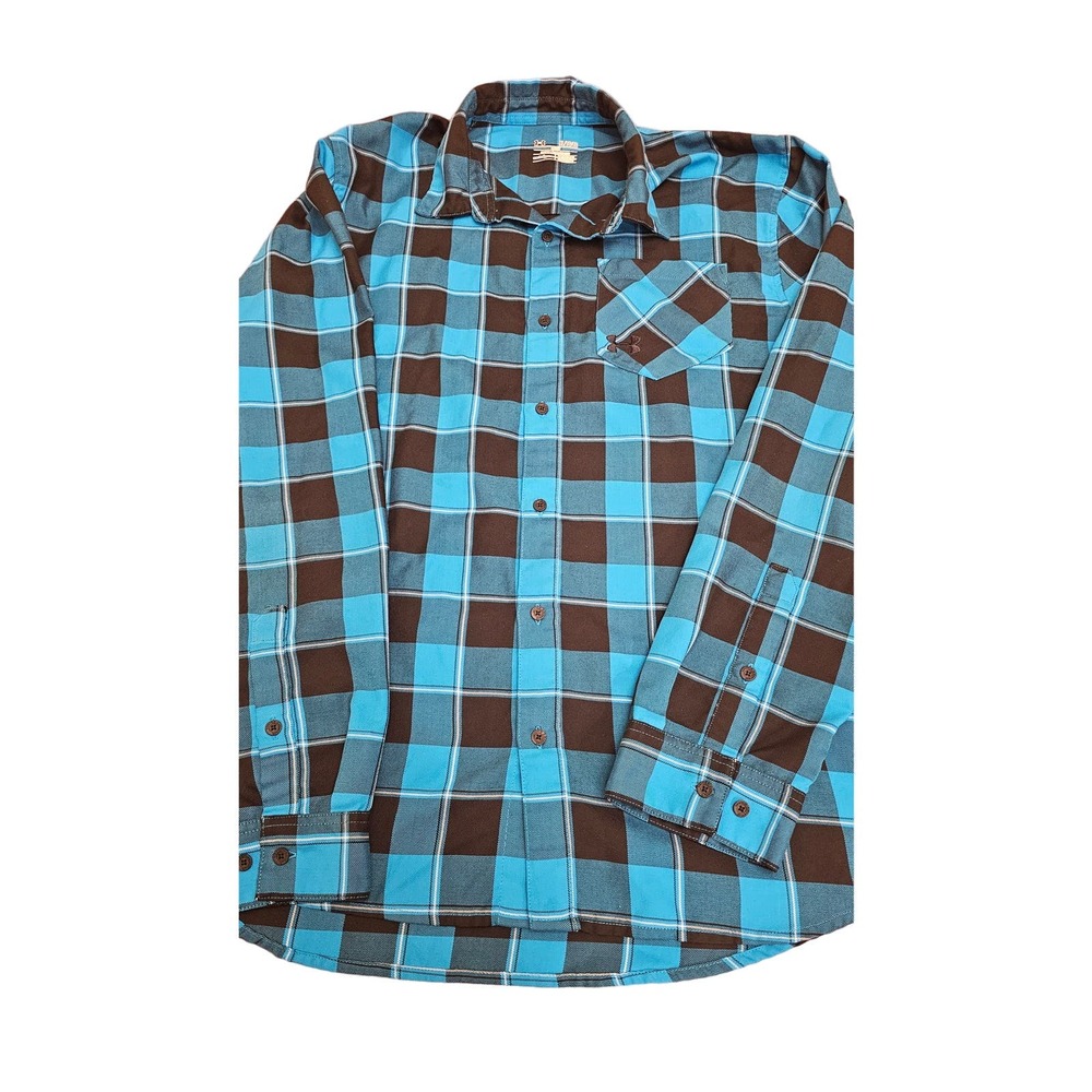 Under Armour Blue and Black Plaid button down shirt size XL